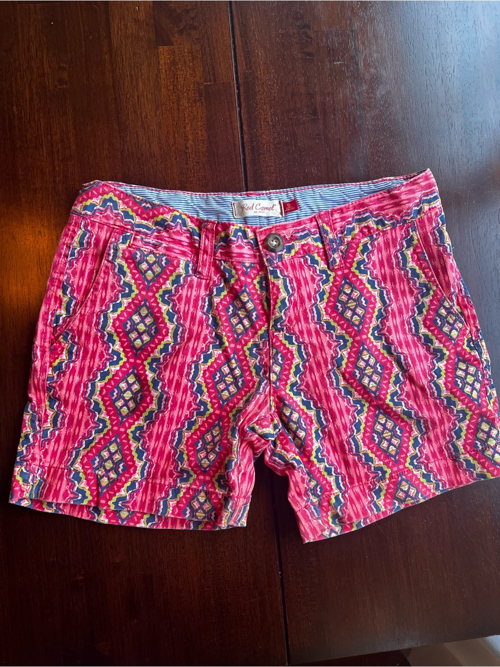 Red Camel Pink Multicolor Geometric Women’s Shorts